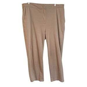EILEEN FISHER Pants XL Organic Cotton Ponte Stretch Tapered Trouser Light Brown